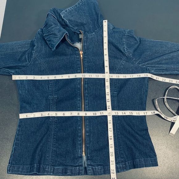 Drama Gold Dark Denim Full Zip Jean Jacket L - Picture 11 of 15